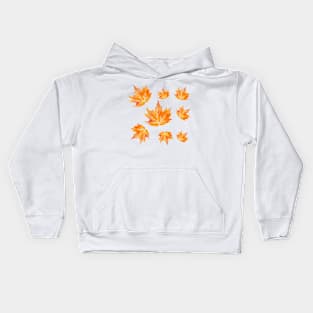 Beautiful Orange Watercolor Autumn Leaves Falling Kids Hoodie